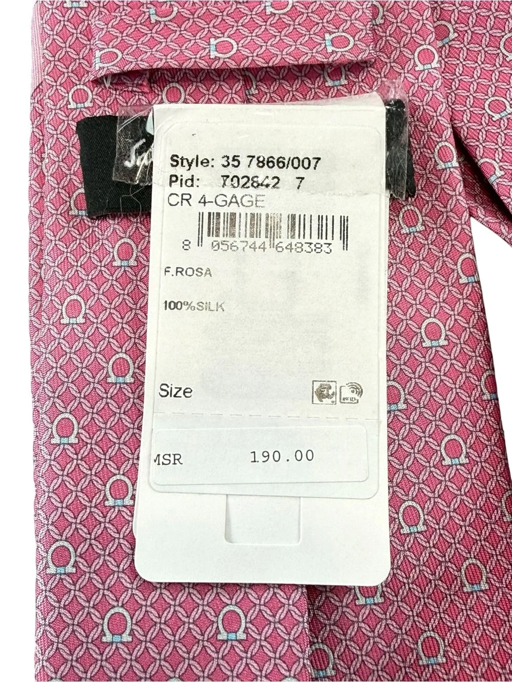 Salvatore Ferragamo 100% Silk Pink Gancini Tie Made in Italy Power Dressing